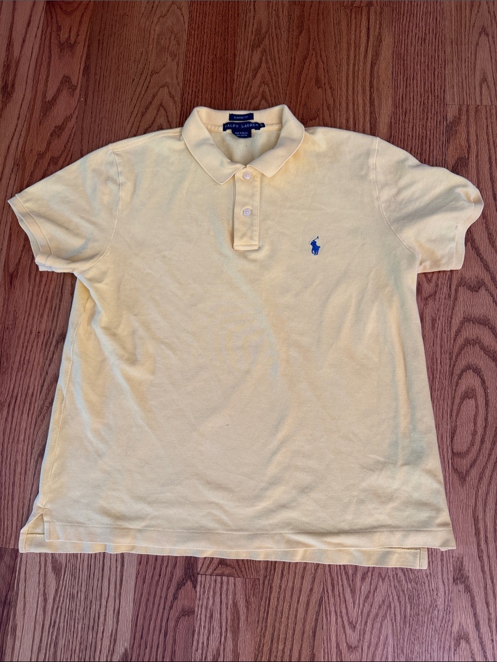 Ralph Lauren Pale Yellow Polo with Blue Pony Logo